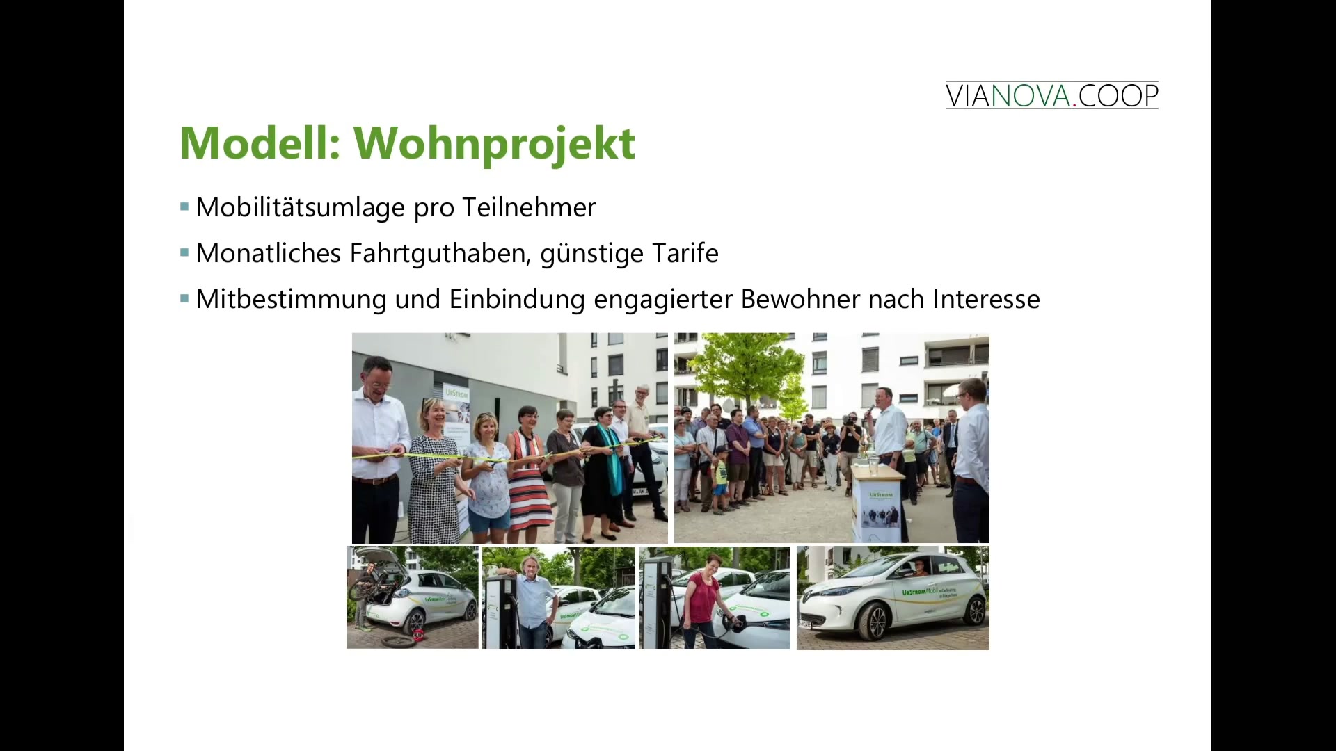 Mobilität in Gemeinschaft, die VIANOVA.COOP eSharing Plattform