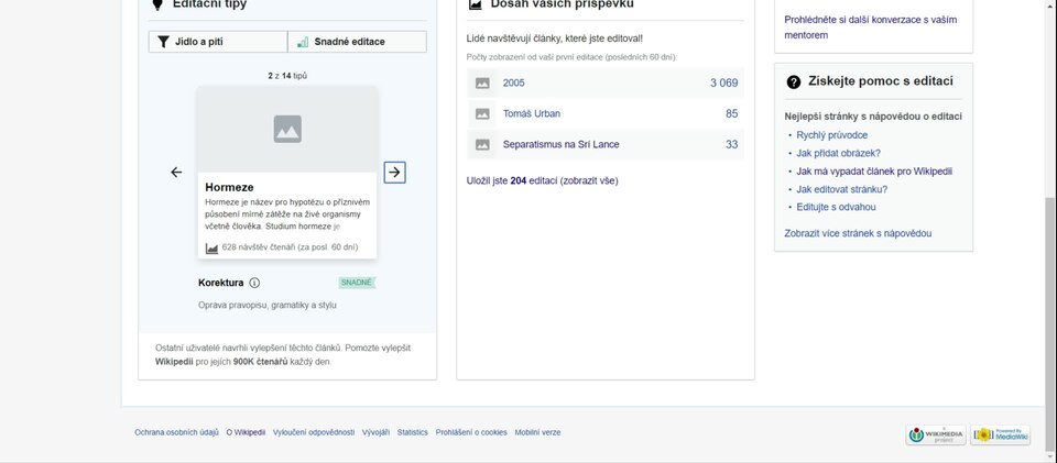 Czech Wikipedia Newcomer Tasks 2020-01-22