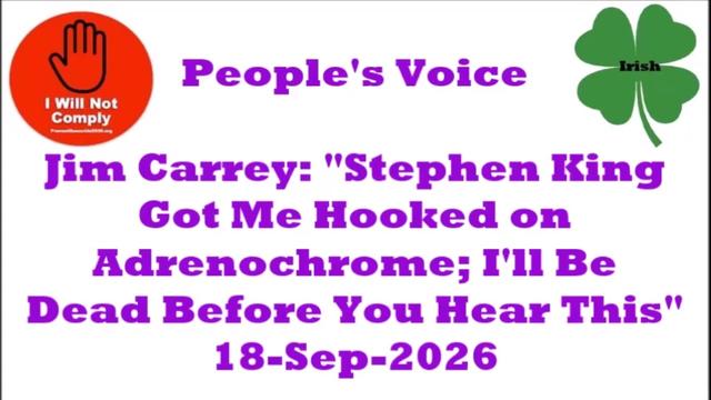 Jim Carrey 'Stephen King Got Me Hooked on Adrenochrome I'll Be Dead Before You Hear This' 18-Sep-202