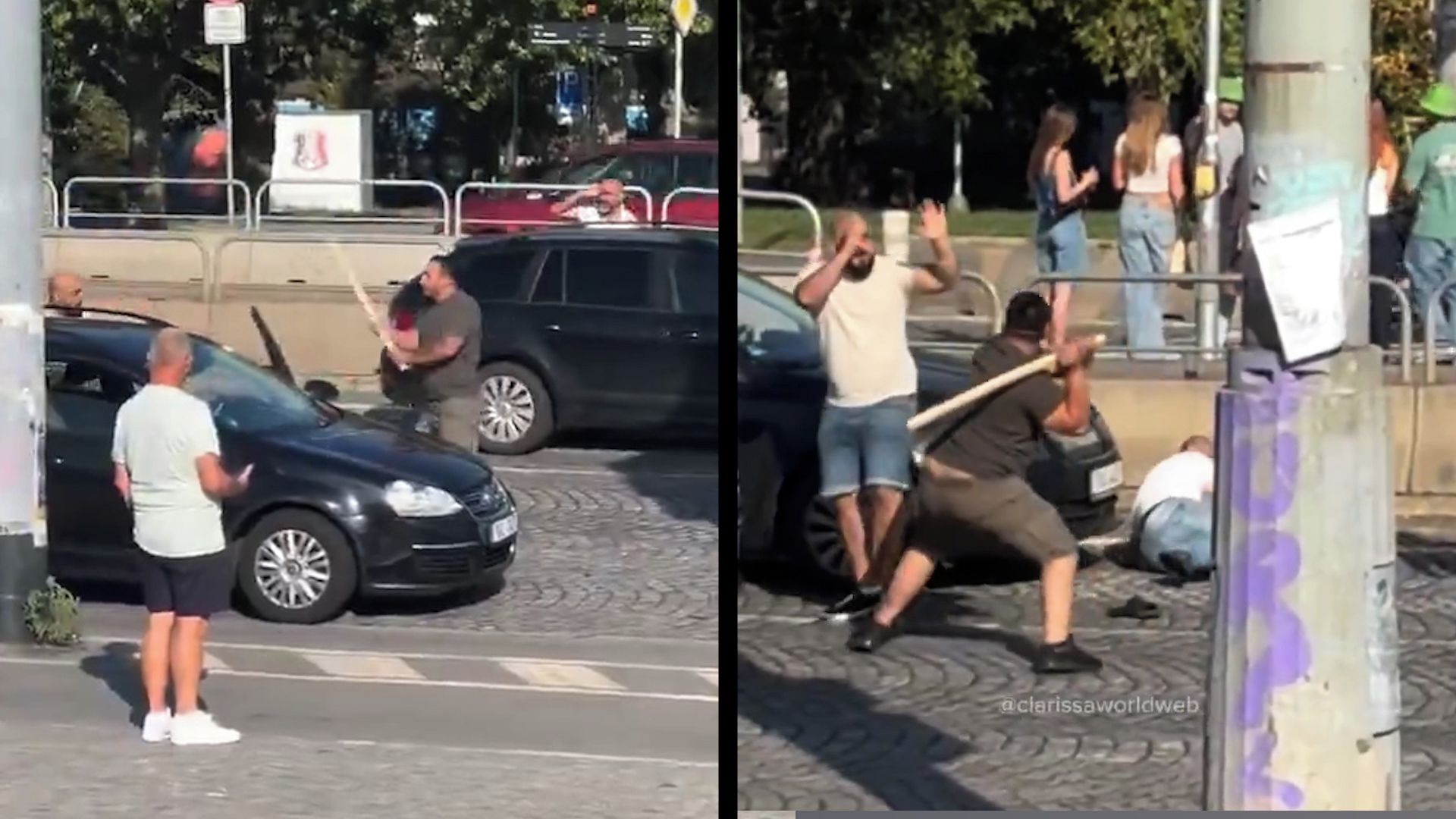 Hromadná rvačka zastavila provoz na mostě v centru Prahy