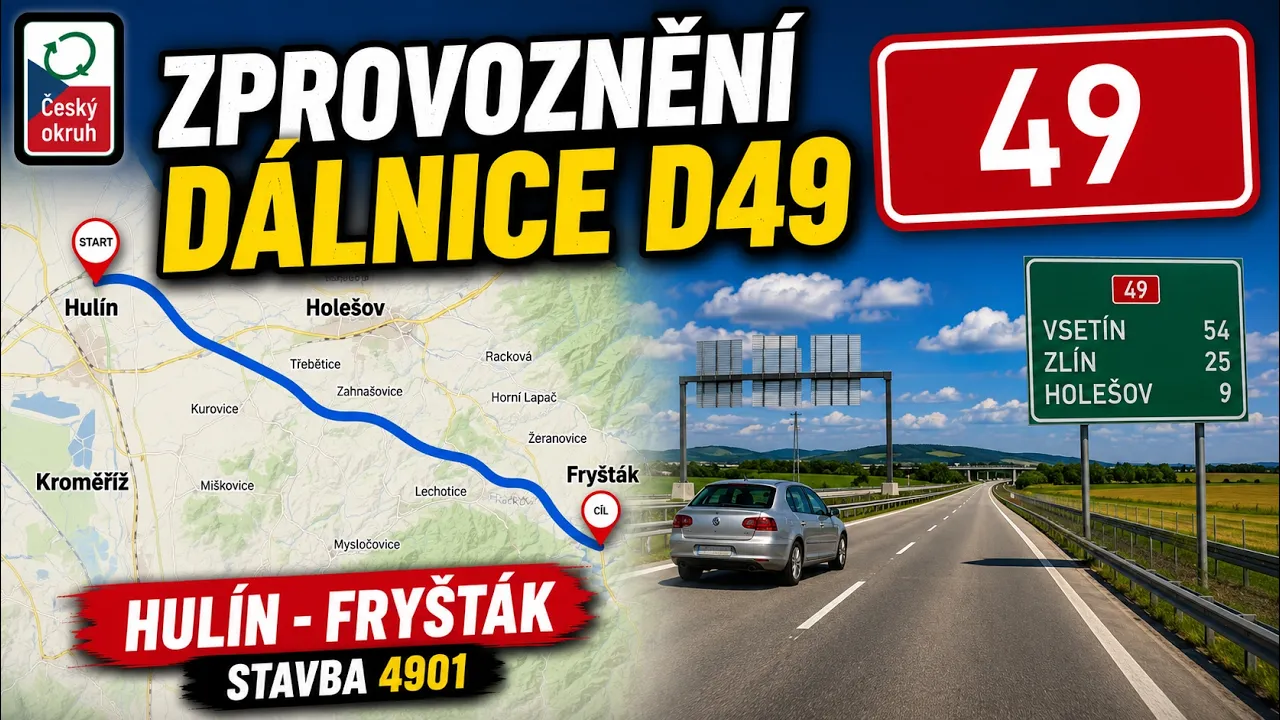 Zprovozonění dálnice D49, stavby 4901 Hulín - Fryšták