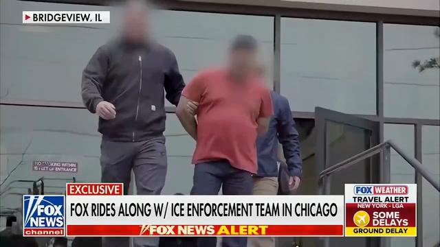 ICE Chicago serve a warrant on a member of the Latin Kings street gang at his Chicago Heights...