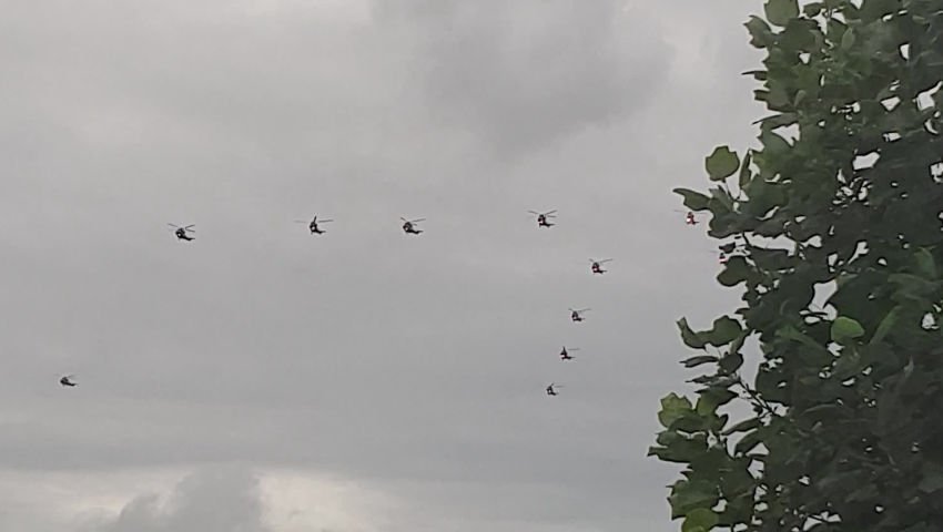 Military helicopters above our house