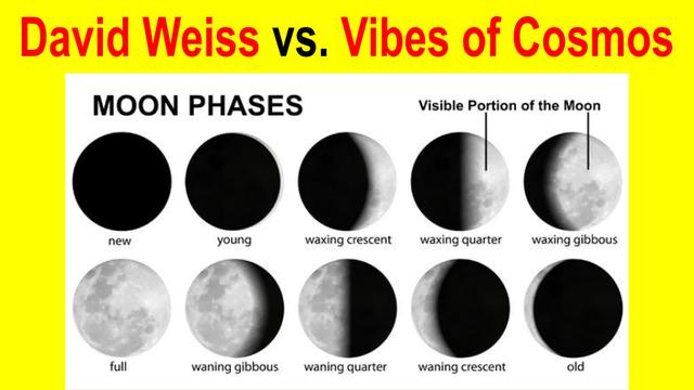 DAVID WEISS Vs. VIBES OF COSMOS (YOUTUBE): How Do Moon Phases Work above the Stationary, Flat Earth?