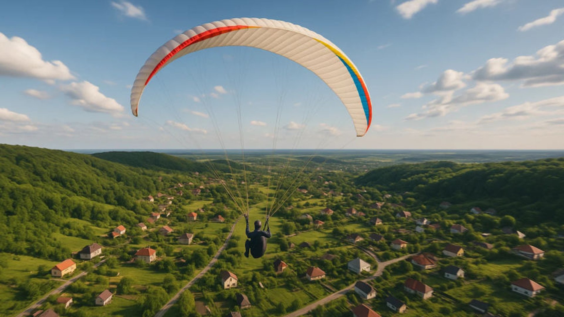 Paragliding in Motion — A Flight Over Khodosivka, Kyiv Region from Above