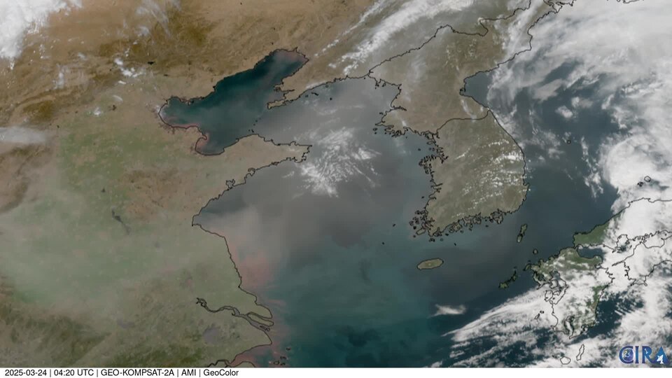Dust Above the Yellow Sea (CIRA 2025-03-24 - labels)
