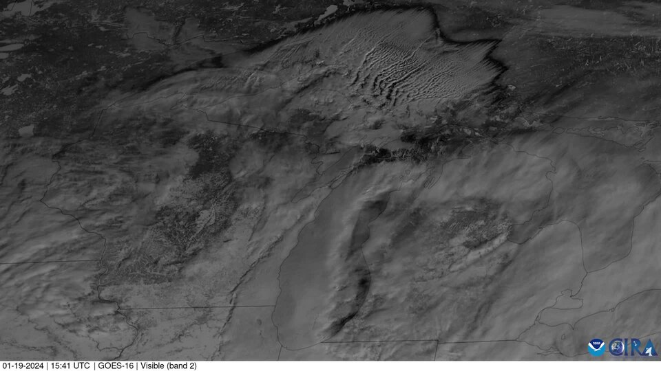 Interesting Clouds Above Lake Superior and Lake Michigan (CIRA 2024-01-19 - labels)
