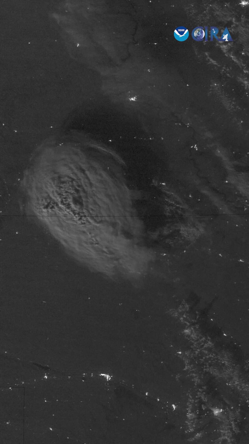 Moonlight Shines Upon Cirrus Plume Above a Storm (CIRA 2025-07-09 - nolabels portrait)
