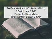09.04.2022 An Exhortation To Christian Giving